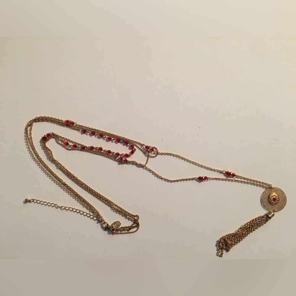 Costume jewelry red rondelle Necklace